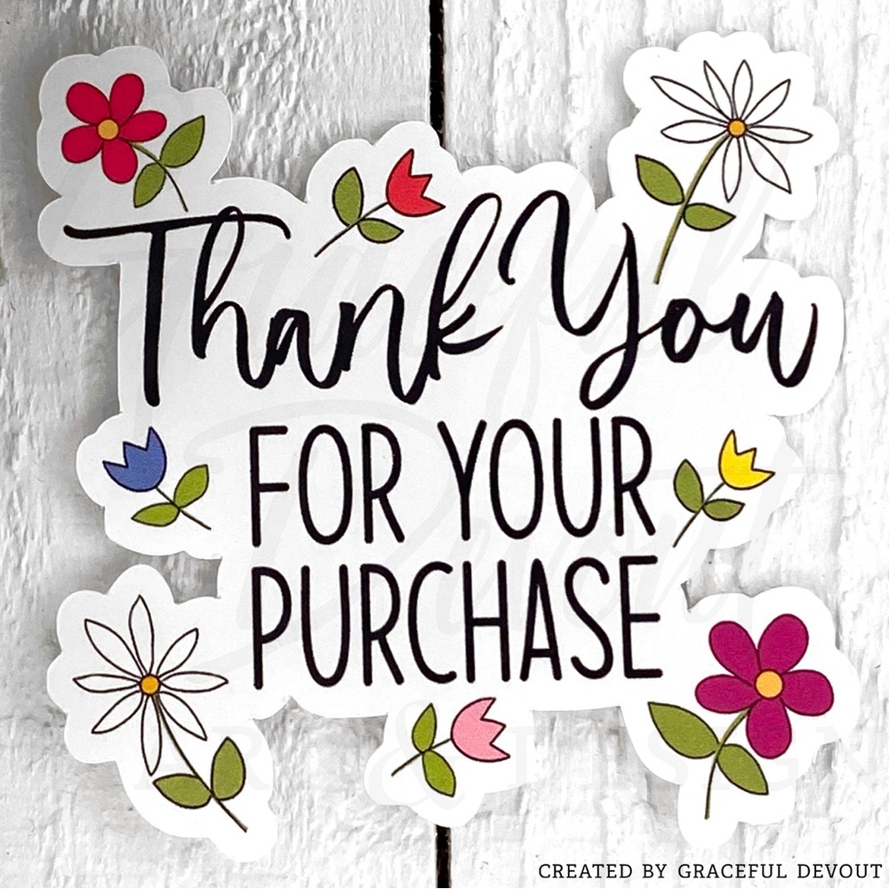 🌷Thank you for your purchase- 2" (inches) 96ct.) Stickers - Picture 6 of 7